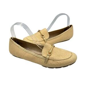 Cliffs by White Mountain NEW Glowing Neutral Raffia Gold Detail Slip On Loafers